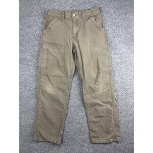 Carhartt Pants Mens 34x32 Light Brown Original Dungaree Fit Canvas Work B151